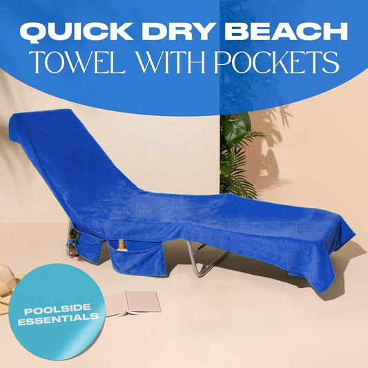 🌊Sun Lounger Handduk i väska med förvaringsfickor🌞