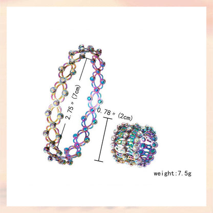 2 i 1 Justerbar magnetisk terapi transformerande armband ring