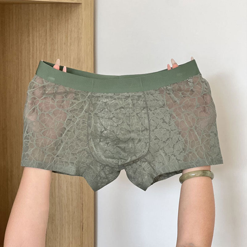 🔥 Sexig Herrboxer i Spets & Is-siden