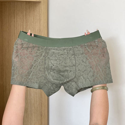 🔥 Sexig Herrboxer i Spets & Is-siden