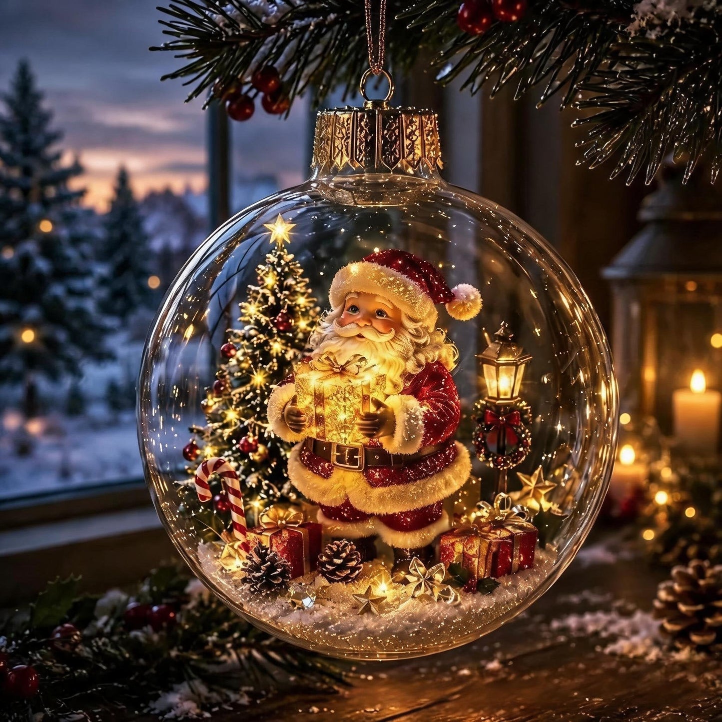 🎄Glödande juldiarama-ornament – En liten vintervärld i din handflata👼