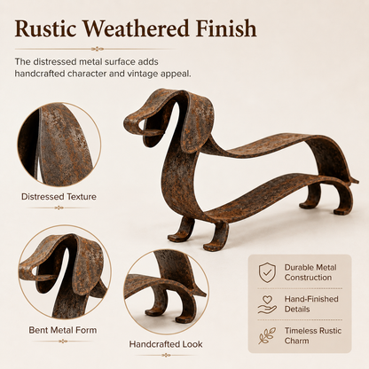 Rustik metallskulptur av en tax