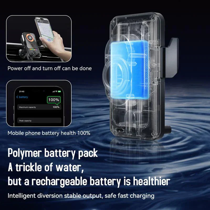 Smart 2-i-1 automatisk roterande biltelefonhållare och trådlös laddare