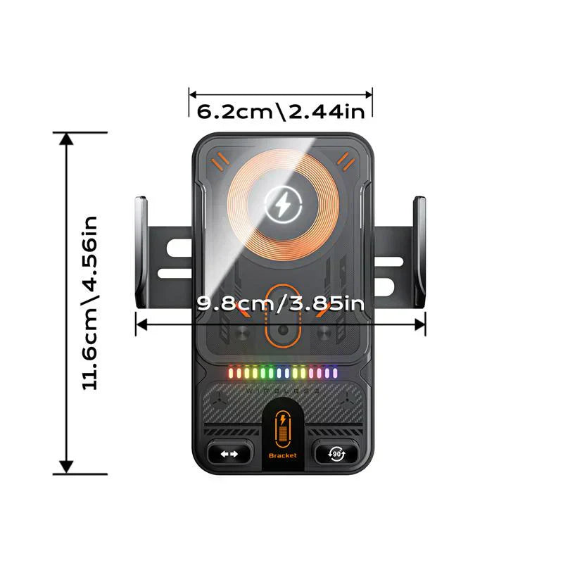 Smart 2-i-1 automatisk roterande biltelefonhållare och trådlös laddare