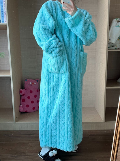 💟En varm present🎀Vinterkläder i korallrosa sammet🔥