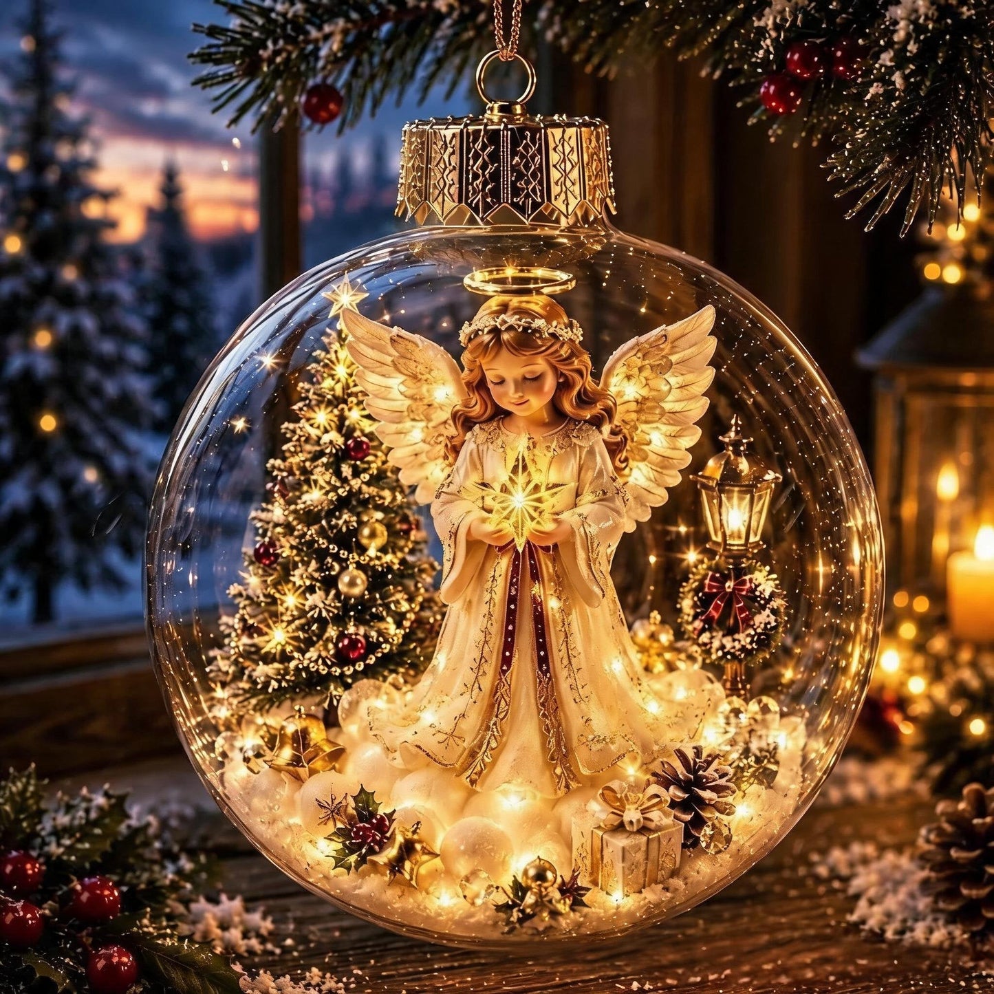 🎄Glödande juldiarama-ornament – En liten vintervärld i din handflata👼
