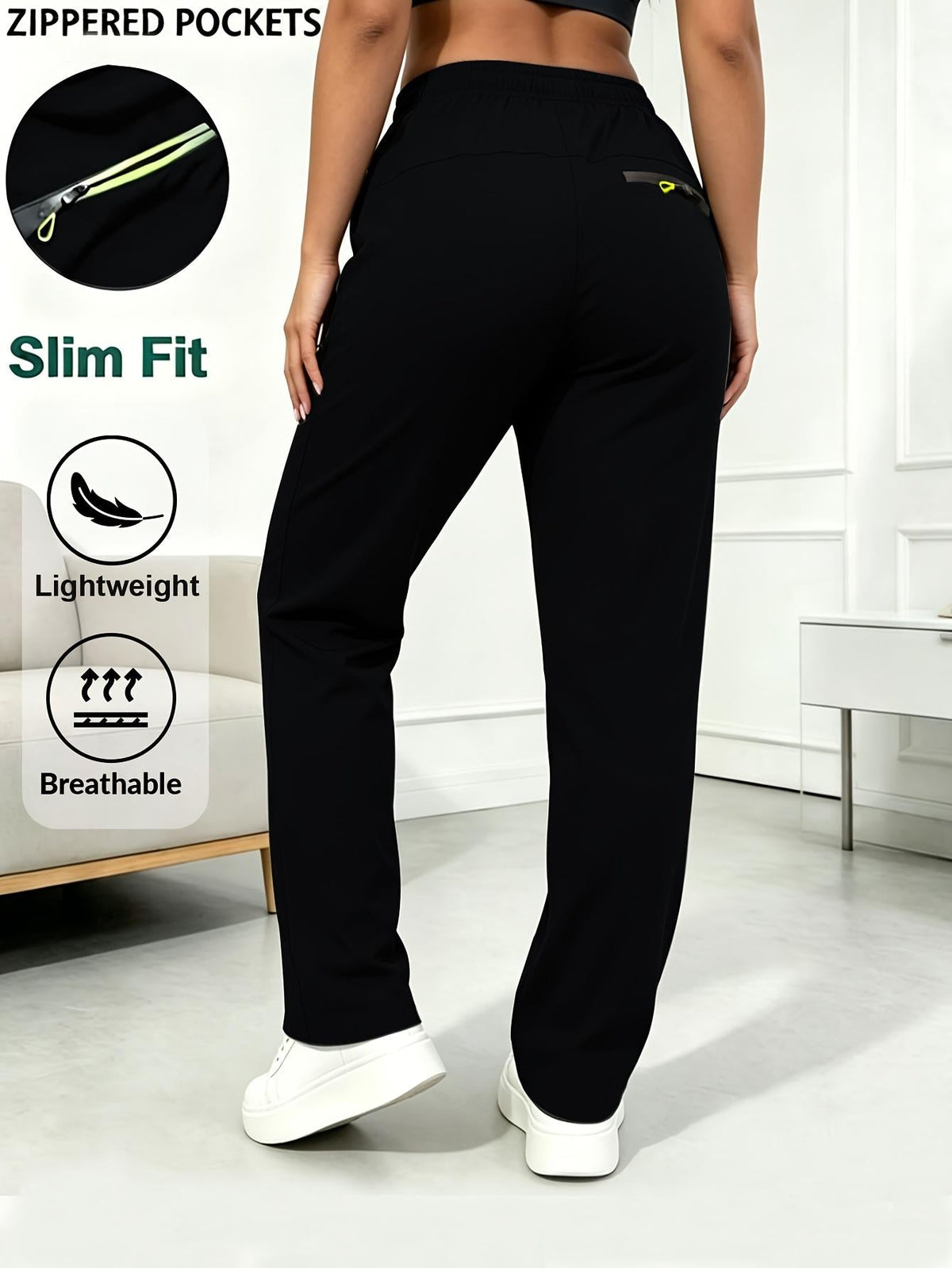 ⏳SISTA DAGEN REA 50% RABATT!!🔥Damers cargo-byxor med raka ben – Resår i midjan, casualbyxor med 6 fickor för arbete, resa & vardagsbruk 👖✨