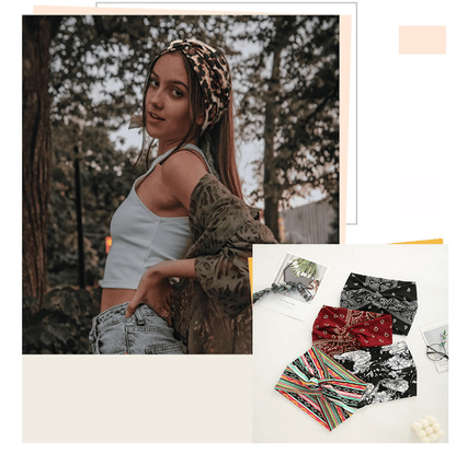 Boho-stil & paisleymönstrat hårband Brett elastiskt hårband