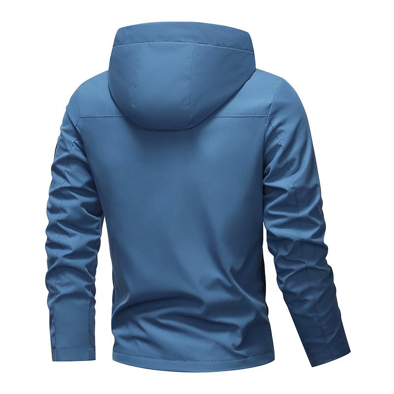 🎁Nyhet 50% RABATT💥Herrarnas Enfärgade Vattentäta Vindtäta Hoodie-Jacka med Dragsko och Dragkedja