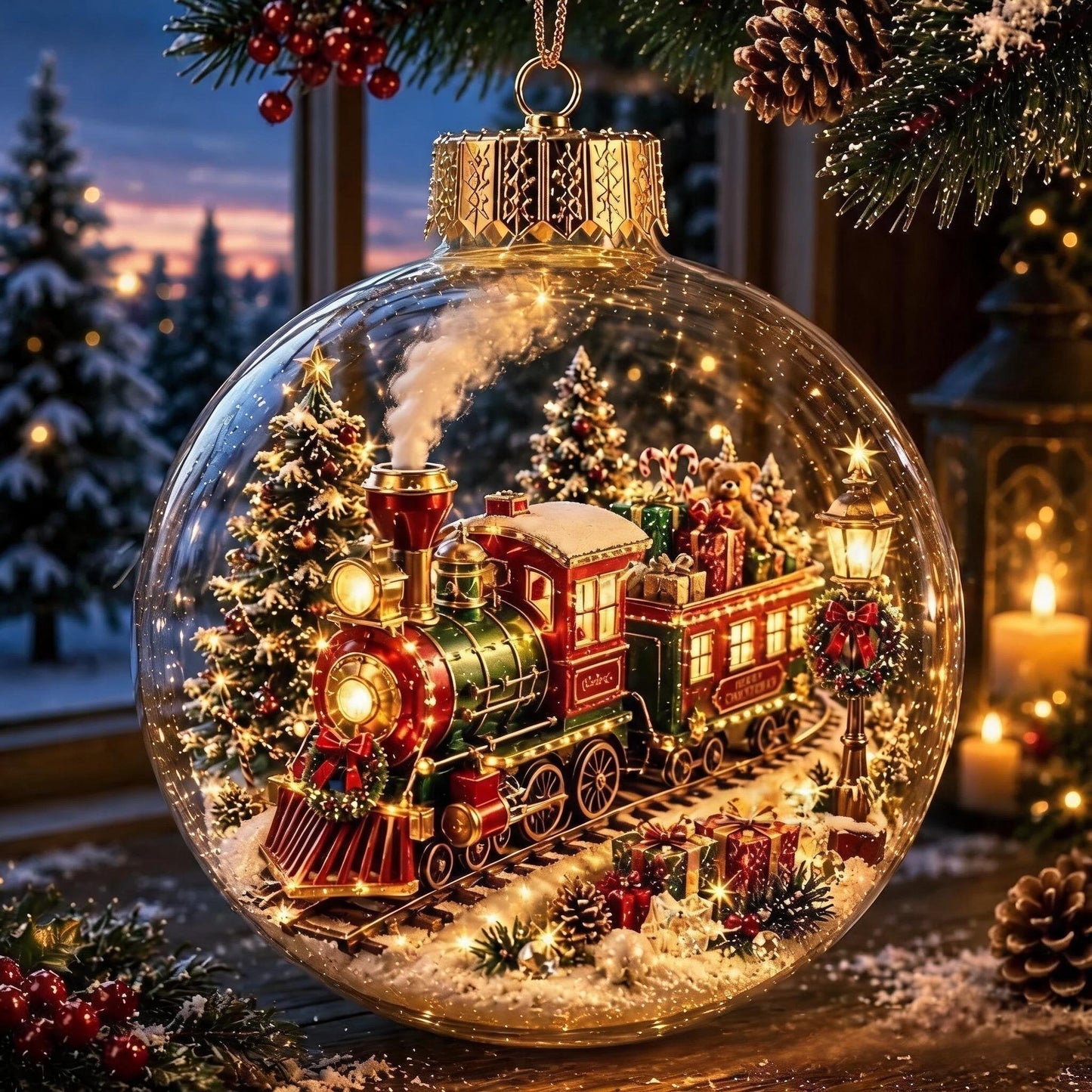 🎄Glödande juldiarama-ornament – En liten vintervärld i din handflata👼