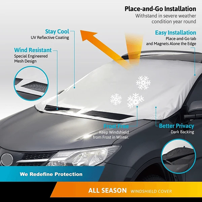 ❄️ ENDAST UNDER BEGRÄNSAD TID 50% RABATT! ☀️ Vindruteskydd mot snö och frost med spegelskydd – multifunktion, magnetisk, universell passform 🚗