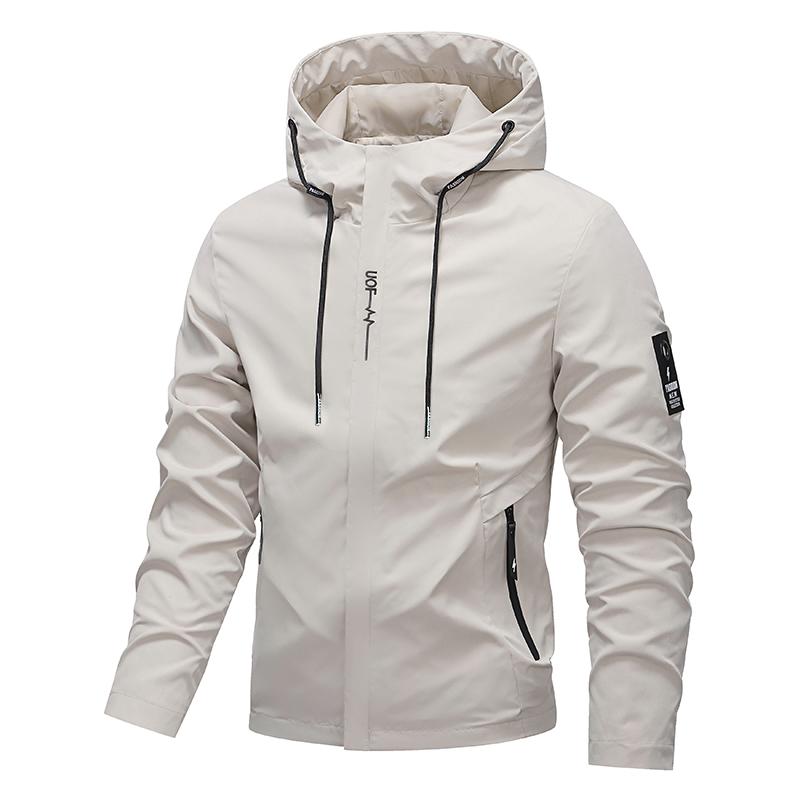 🎁Nyhet 50% RABATT💥Herrarnas Enfärgade Vattentäta Vindtäta Hoodie-Jacka med Dragsko och Dragkedja
