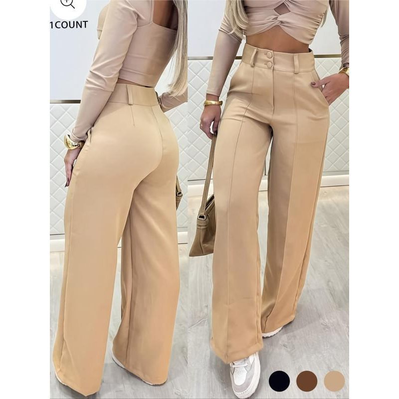 🌟👖 Snygga dambyxor med hög midja – skrynkelfria och hållbara för kontoret och vardagen 🌿✨