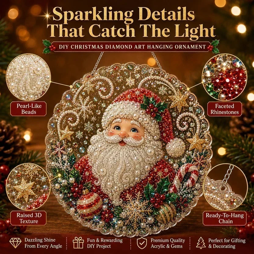 🎄Julpärlor Diamantkonst Hängande Ornament Kit | Slitstarka Pärlkulor Som Bleknar Gör-det-själv Handgjord Hängande Juldekoration 🎅💎