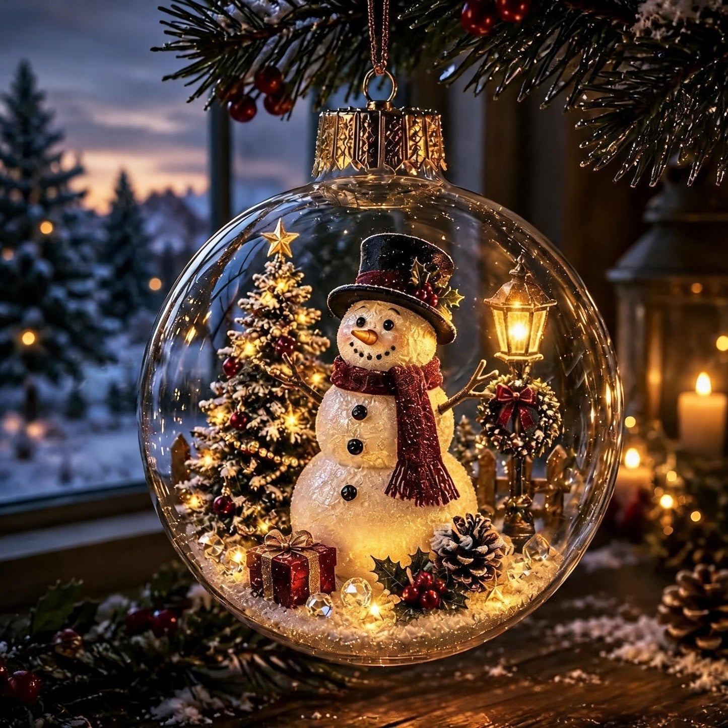 🎄Glödande juldiarama-ornament – En liten vintervärld i din handflata👼