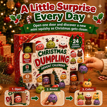 🎅 JULSPECIAL | 24 dagar med mini squishies – Söt adventskalender 2026 med dagliga dumpling-överraskningar