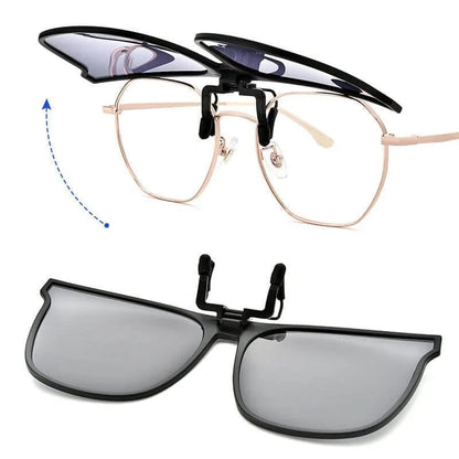 Nya polariserade clip-on solglasögon med uppfällbar design