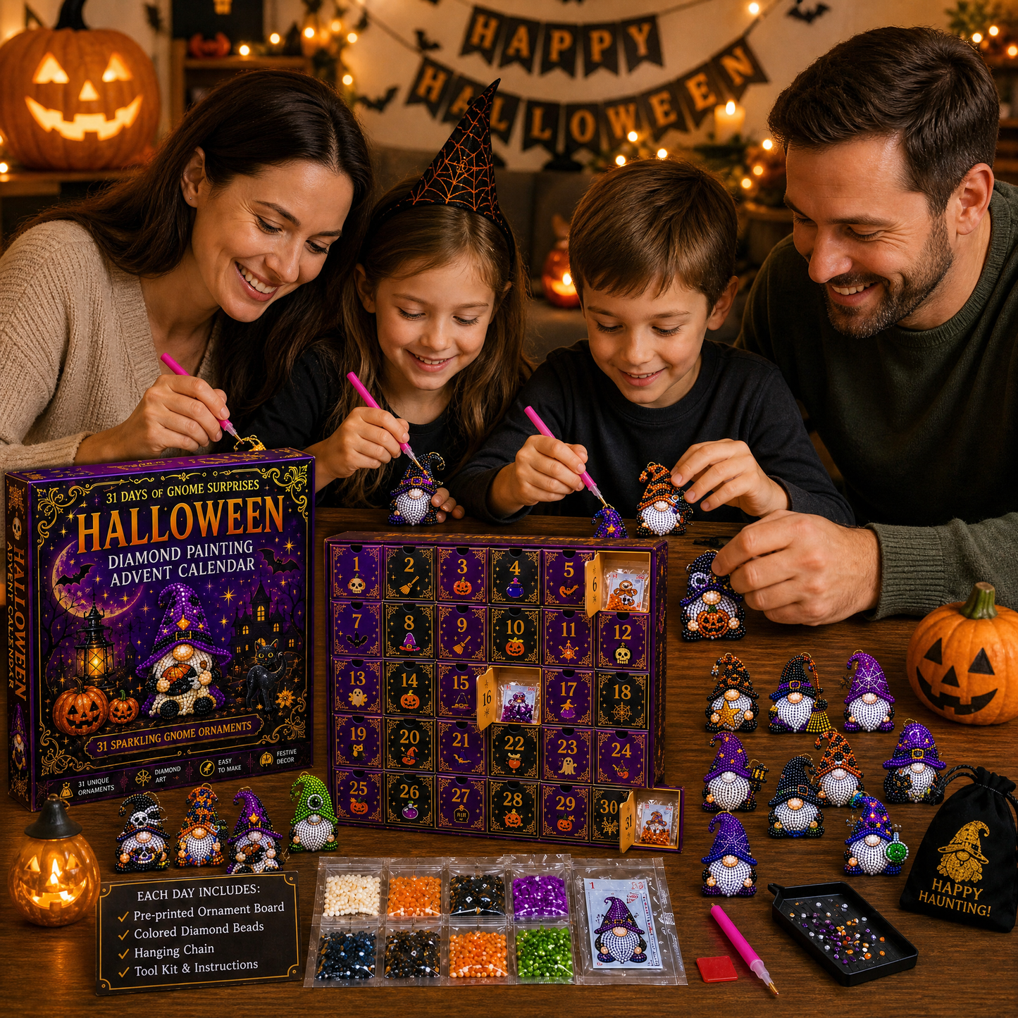 🎃✨ 31 dagars gnomöverraskningar Halloween Diamond Painting Adventskalender