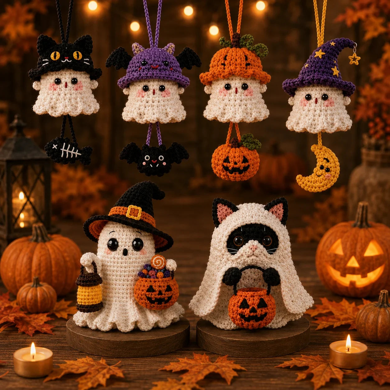 🎃 Halloween REA 50 % RABATT 👻 Handgjord virkad spökbilcharm