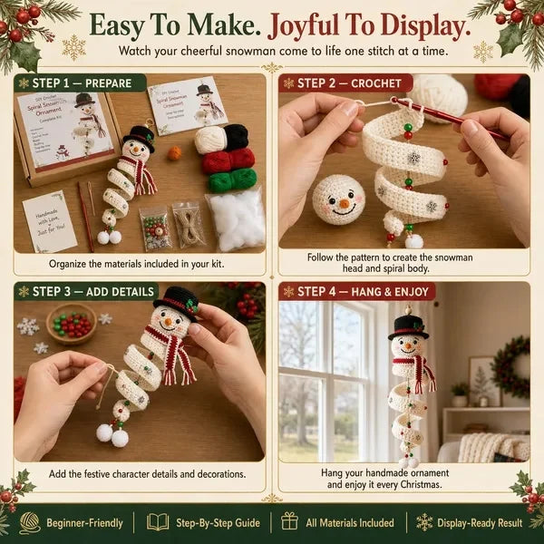 ☃️DIY-sats för spiralvirkad snögubbe
