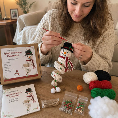 ☃️DIY-sats för spiralvirkad snögubbe