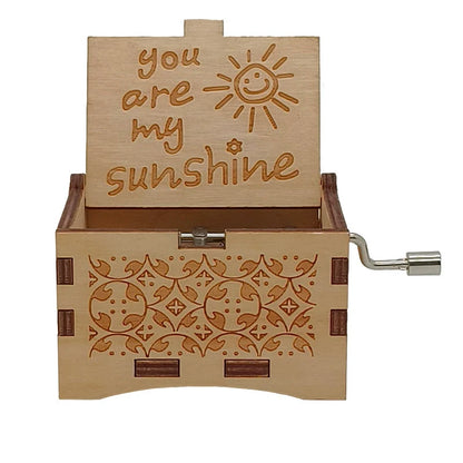 Vintage Trä Handvevad Speldosa – Lasergraverad "You Are My Sunshine" Melodibox