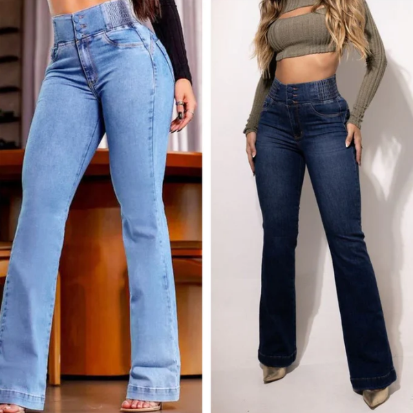 Utsvängda jeans med hög midja