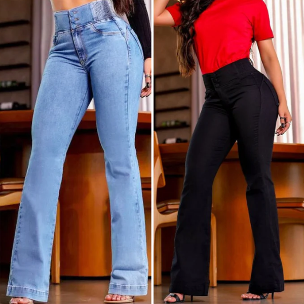 Utsvängda jeans med hög midja