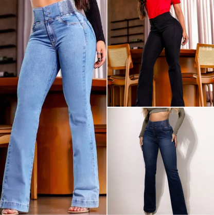 Utsvängda jeans med hög midja