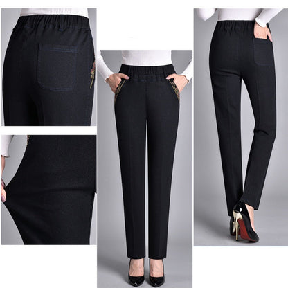 Kvinnors sidfick med full elastisk midja jeans