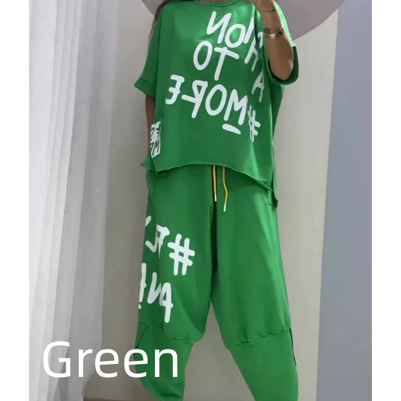 "49% REA - SLUTAR SNART! ⏳Damernas avslappnade lösa tvådelade T-shirt- och byxuppsättning