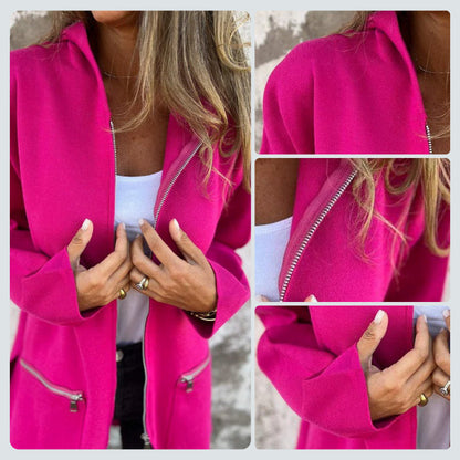 🍂Saisonale Förderung super niedrigen Preis🍂Lässige, modische Langarm-Sweatshirtjacke mit Reißverschluss und Kapuze