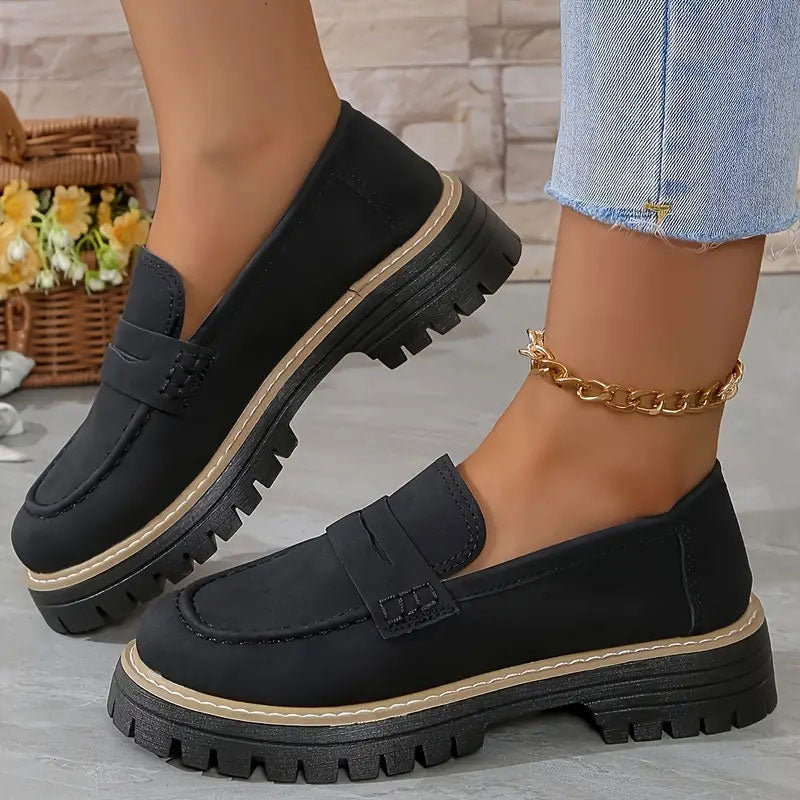 Bekväma chunky dam loafers med plattform