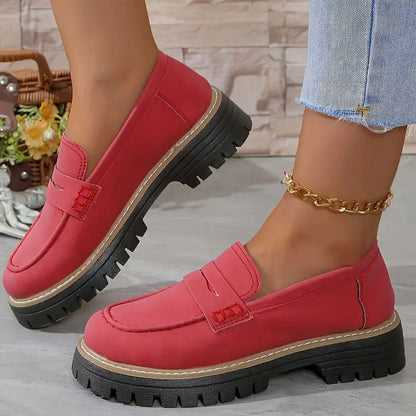 Bekväma chunky dam loafers med plattform