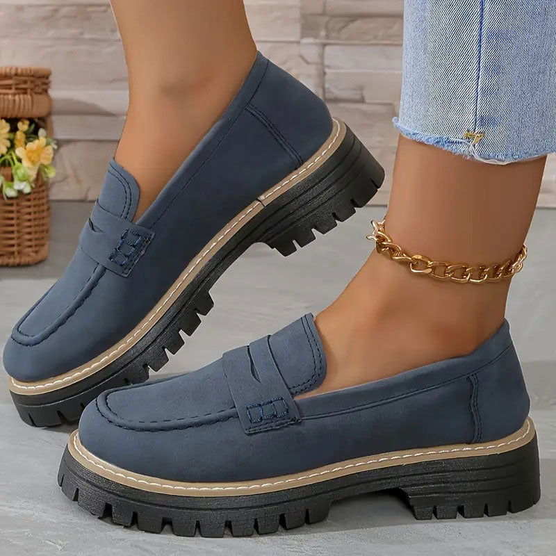 Bekväma chunky dam loafers med plattform