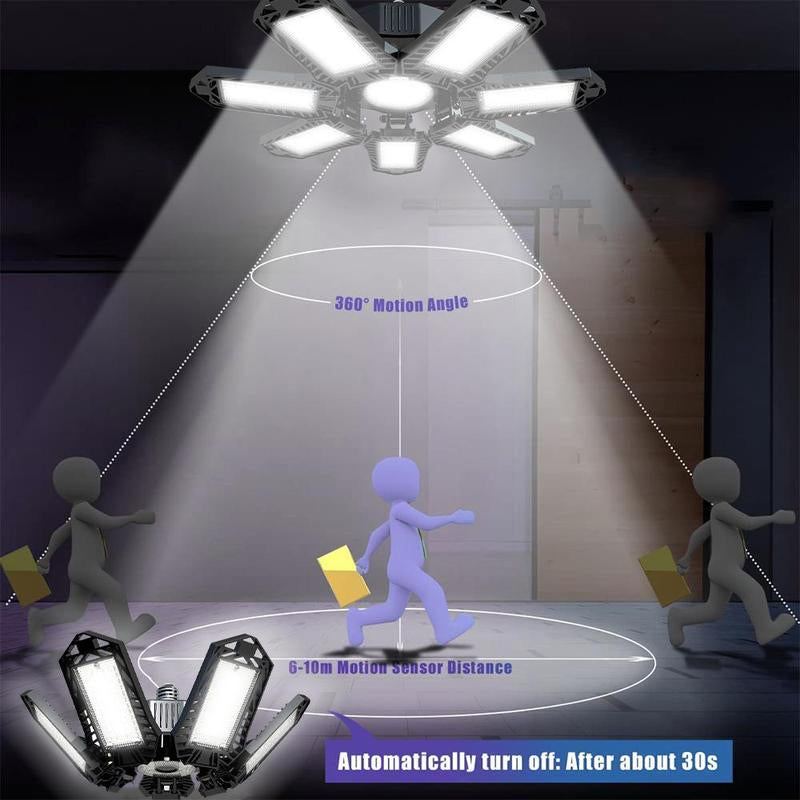 💡 50% RABATT! 🚗 Ljusstark LED-garagelampa med Deformerbara Paneler – 360° Justerbar, Energisnål & Perfekt för Garage & Verkstad 🔧