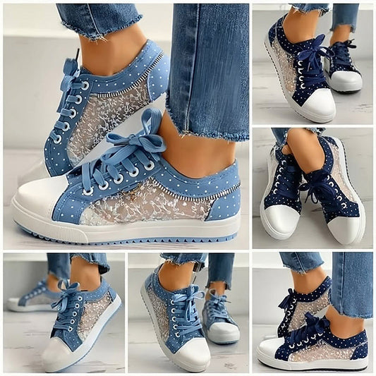 (köp 2 gratis frakt)Ladies Casual Flat Round Toe Lace Up Low Top Skor
