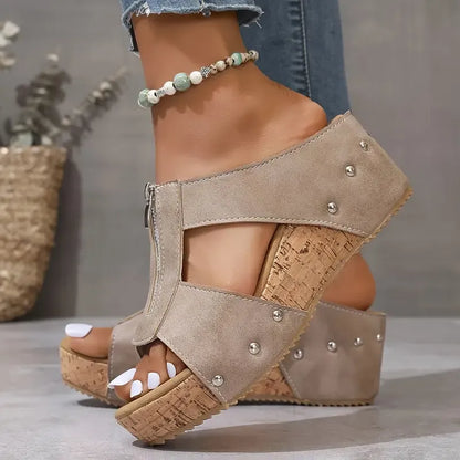 🔥2025 Nytt 49% rabatt på Hot Sale🔥Mode Wedge Open Toe Damtofflor
