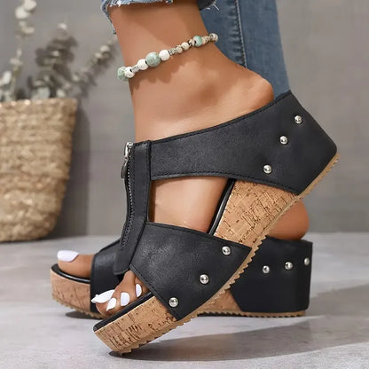🔥2025 Nytt 49% rabatt på Hot Sale🔥Mode Wedge Open Toe Damtofflor