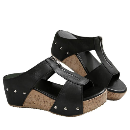 🔥2025 Nytt 49% rabatt på Hot Sale🔥Mode Wedge Open Toe Damtofflor
