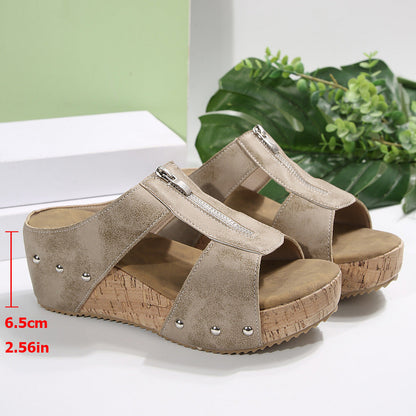 🔥2025 Nytt 49% rabatt på Hot Sale🔥Mode Wedge Open Toe Damtofflor