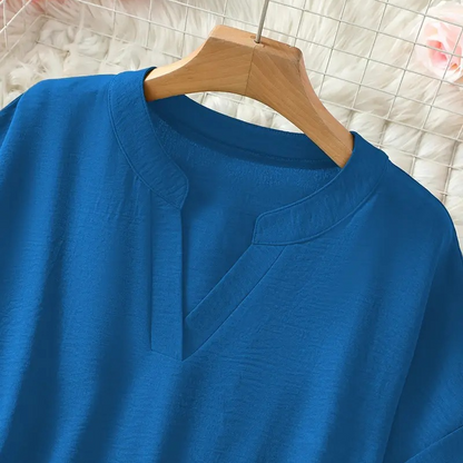 🌸Vårrea 57 % rabatt👕Modetopp i enfärgat tyg med korta ärmar