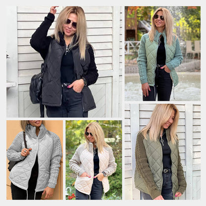 ⌛50% off clearance for a limited time!!!!🔥Stickad Patchwork Puffig Jacka för Kvinnor