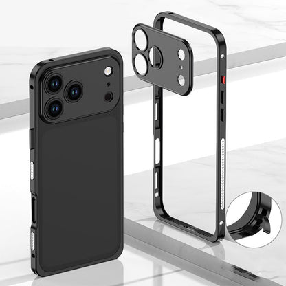 iPhone-skal med bar ram i metall och värmeavledande funktion med sjöhästspänne