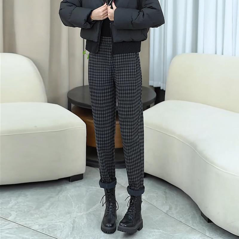 📢📢50% rabatt! Rutiga dambyxor med raka ben