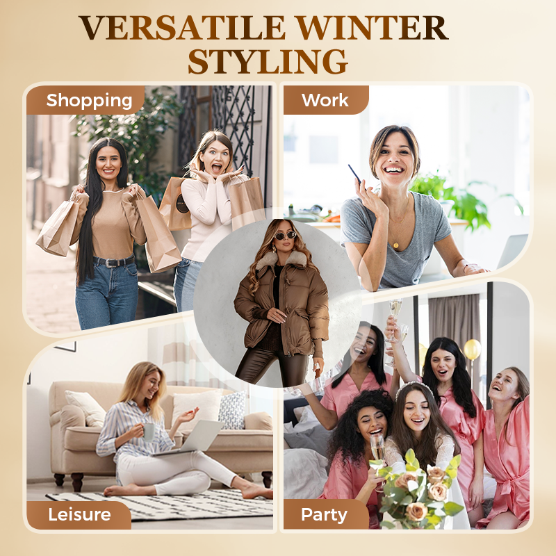 🔥Heta erbjudanden - Snygg kort dunjacka med fluffig krage för kvinnor