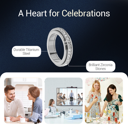 💍 60% RABATT! ✨ ROTERANDE TITANRING - Zirkoniumkristall och antistressdesign, justerbar och lätt, elegant present till honom/henne 🌟🛒