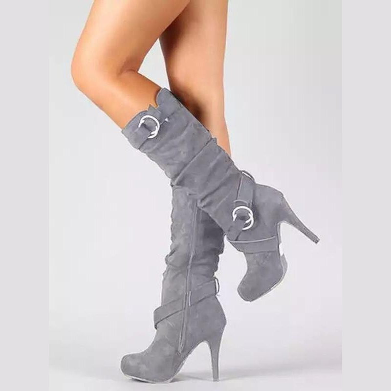Högklackade slouchy överknästrumpor för kvinnor