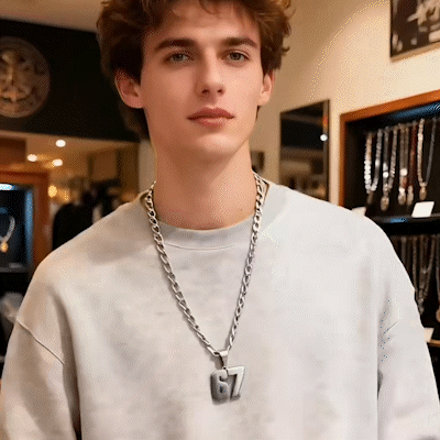 🔥Hett Rea✨ 67 Nummer Hängsmycke Halsband – Modeuttryck