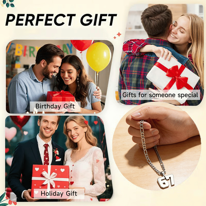 🔥Hett Rea✨ 67 Nummer Hängsmycke Halsband – Modeuttryck